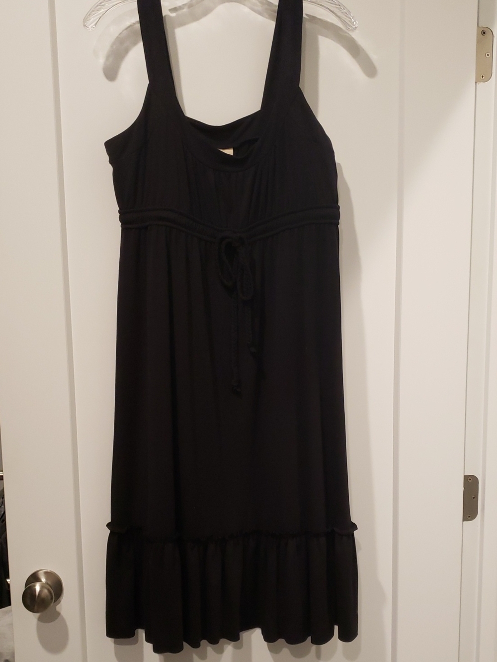 Faded Glory Black Midi Tie-Waist Sundress
